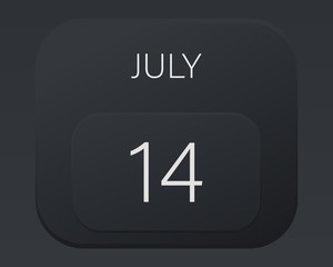 Design calendar 2021 year in trendy black style.Vector illustration symbol of a calendar. Stylish black gradient. Daily sign of the calendar for web site design, logo, app, UI/UX. Summer July