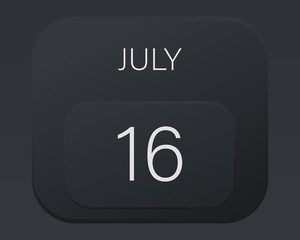 Design calendar 2021 year in trendy black style.Vector illustration symbol of a calendar. Stylish black gradient. Daily sign of the calendar for web site design, logo, app, UI/UX. Summer July