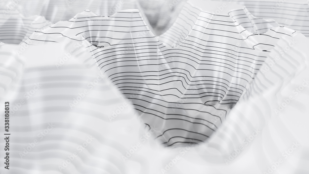 Aufkleber white three-dimensional topographic map. contour lines on a topographic map. studying the geography 