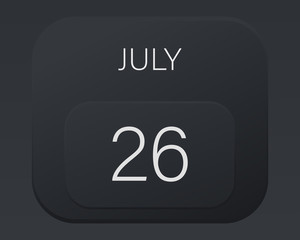 Design calendar 2021 year in trendy black style.Vector illustration symbol of a calendar. Stylish black gradient. Daily sign of the calendar for web site design, logo, app, UI/UX. Summer July