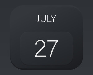 Design calendar 2021 year in trendy black style.Vector illustration symbol of a calendar. Stylish black gradient. Daily sign of the calendar for web site design, logo, app, UI/UX. Summer July