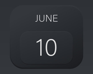 Design calendar 2021 year in trendy black style.Vector illustration symbol of a calendar. Stylish black gradient. Daily sign of the calendar for web site design, logo, app, UI/UX. Summer June