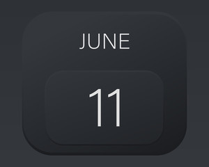 Design calendar 2021 year in trendy black style.Vector illustration symbol of a calendar. Stylish black gradient. Daily sign of the calendar for web site design, logo, app, UI/UX. Summer June