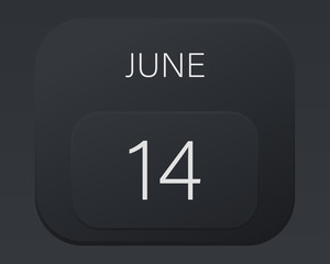 Design calendar 2021 year in trendy black style.Vector illustration symbol of a calendar. Stylish black gradient. Daily sign of the calendar for web site design, logo, app, UI/UX. Summer June