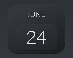 Design calendar 2021 year in trendy black style.Vector illustration symbol of a calendar. Stylish black gradient. Daily sign of the calendar for web site design, logo, app, UI/UX. Summer June