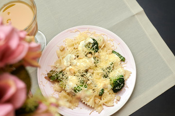 pasta with sauce and cheese