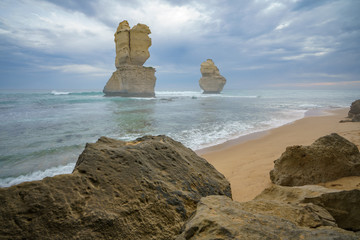 gibson steps  at sunset, twelve apostles, great ocean road in victoria, australia