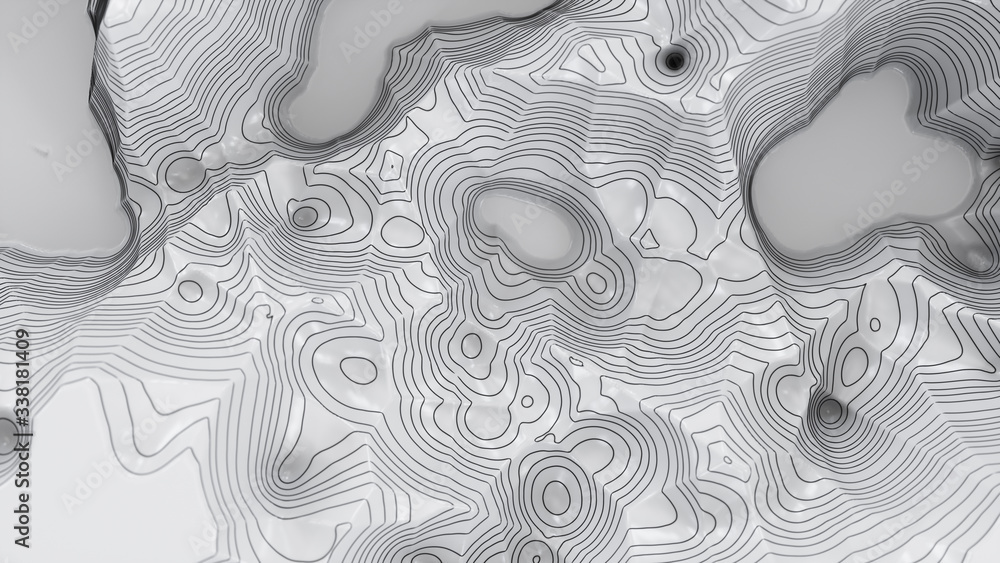 Aufkleber white three-dimensional topographic map. contour lines on a topographic map. studying the geography 