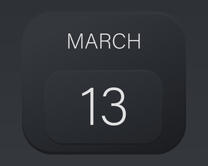 Design calendar 2021 year in trendy black style. Vector illustration symbol of a calendar.  Stylish black gradient. Daily sign of the calendar for web site design, logo, app, UI/UX. Spring March