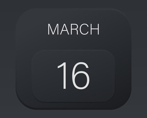 Design calendar 2021 year in trendy black style. Vector illustration symbol of a calendar.  Stylish black gradient. Daily sign of the calendar for web site design, logo, app, UI/UX. Spring March