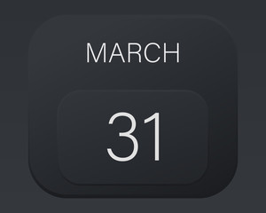 Design calendar 2021 year in trendy black style. Vector illustration symbol of a calendar.  Stylish black gradient. Daily sign of the calendar for web site design, logo, app, UI/UX. Spring March