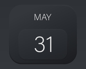 Design calendar 2021 year in trendy black style.Vector illustration symbol of a calendar. Stylish black gradient. Daily sign of the calendar for web site design, logo, app, UI/UX. Spring May