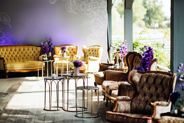 Wedding table decoration luxury style in mint colors with flowers