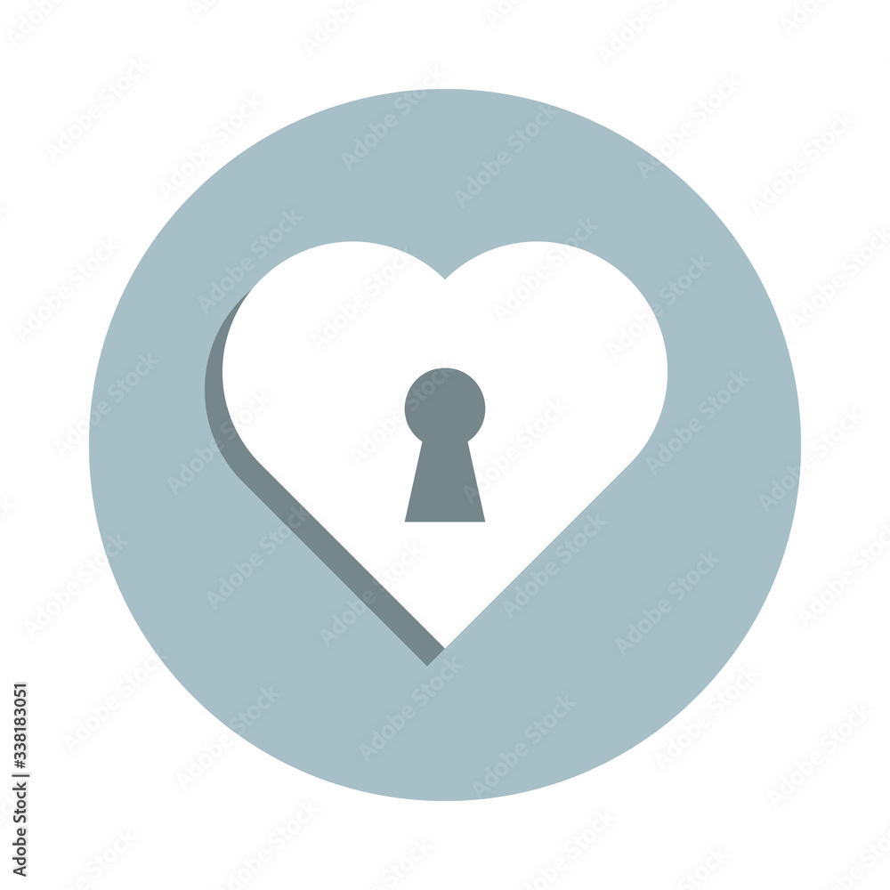 Poster heart flat, lock badge icon. simple glyph, flat vector of heart icons for ui and ux, website or mobi