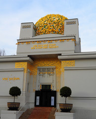 View of the Secession Building (Wiener Secessionsgebäude) in Vienna, Austria. It is is an...