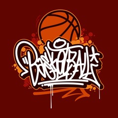 Hand Sketched Graffiti Style Word Basketball Vector Typography Illustration As Logotype, Badge and Icon, Postcard, Card, Invitation, Flyer, Banner Template