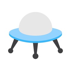 UFO icon in flat style. Alien invasion symbol. Flying saucer.