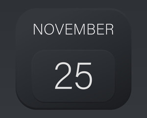 Design calendar 2021 year in trendy black style.Vector illustration symbol of a calendar.Stylish black gradient.Daily sign of the calendar for web site design,logo,app,UI/UX.Fall autumn November