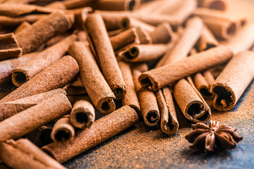 Cinnamon sticks background.