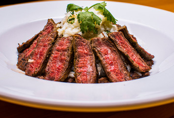 grilled steak with vegetables