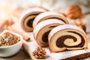 Traditional walnuts  or nut finest srtudel .