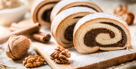 Traditional walnuts  or nut finest srtudel .