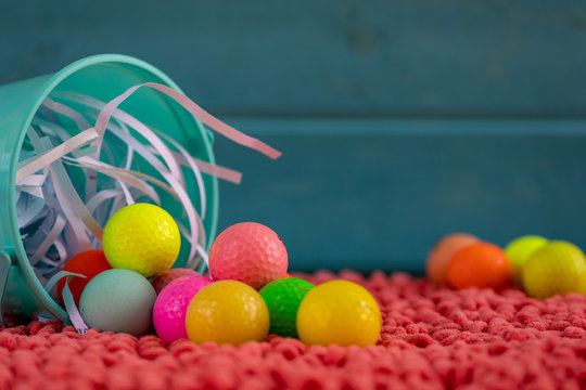 Easter Basket With Golf Balls Instead Of Easter Eggs 