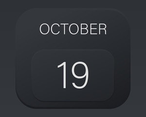 Design calendar 2021 year in trendy black style.Vector illustration symbol of a calendar.Stylish black gradient.Daily sign of the calendar for web site design,logo,app,UI/UX.Fall autumn October