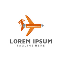 Airplane vintage isolated pilot learning academy school logo design