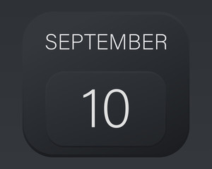 Design calendar 2021 year in trendy black style.Vector illustration symbol of a calendar.Stylish black gradient.Daily sign of the calendar for web site design,logo,app,UI/UX.Fall autumn September