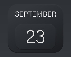 Design calendar 2021 year in trendy black style.Vector illustration symbol of a calendar.Stylish black gradient.Daily sign of the calendar for web site design,logo,app,UI/UX.Fall autumn September
