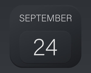 Design calendar 2021 year in trendy black style.Vector illustration symbol of a calendar.Stylish black gradient.Daily sign of the calendar for web site design,logo,app,UI/UX.Fall autumn September