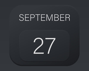 Design calendar 2021 year in trendy black style.Vector illustration symbol of a calendar.Stylish black gradient.Daily sign of the calendar for web site design,logo,app,UI/UX.Fall autumn September