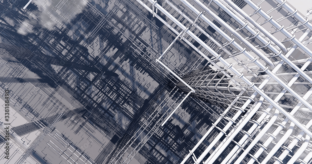 Aufkleber 3d bim model of reinforcement framework of the building