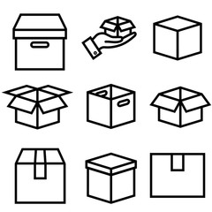 Box set line icon, logo isolated on white background