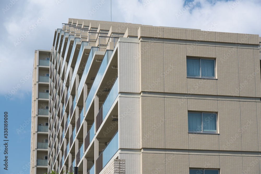 Wall mural Tokyo,Japan-April 10, 2020: An apartment house in a residential area at the suburb of Tokyo, Japan
