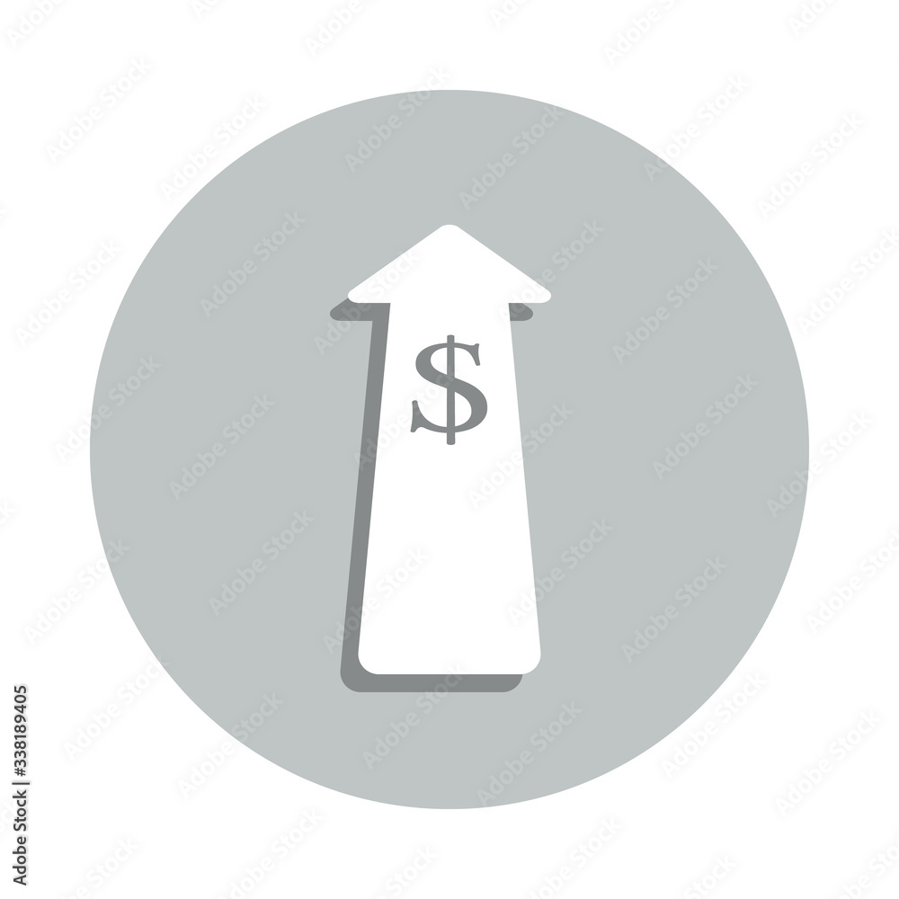 Poster money in arrow badge icon. simple glyph, flat vector of banking icons for ui and ux, website or mobi