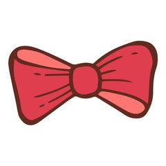 Red holiday bow tie icon. Hand drawn illustration of red holiday bow tie vector icon for web design