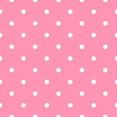Polka dot seamless pattern on pink background. Great for scrapbooking textile, craft, invitations.
