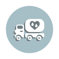 Blood delivery, transportation badge icon. Simple glyph, flat vector of blood donation icons for ui and ux, website or mobile application