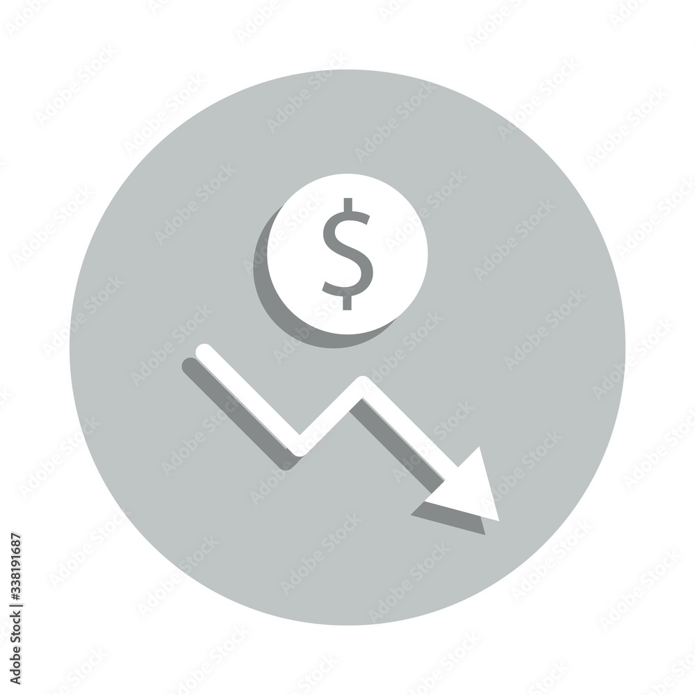 Poster financial downgrade schedule badge icon. simple glyph, flat vector of web icons for ui and ux, websi