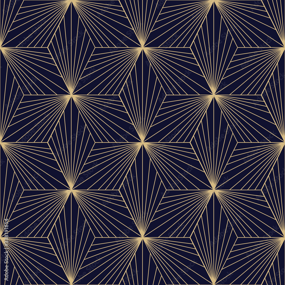 Poster geometric abstract pattern. seamless vector background. dark blue and gold texture. graphic modern p