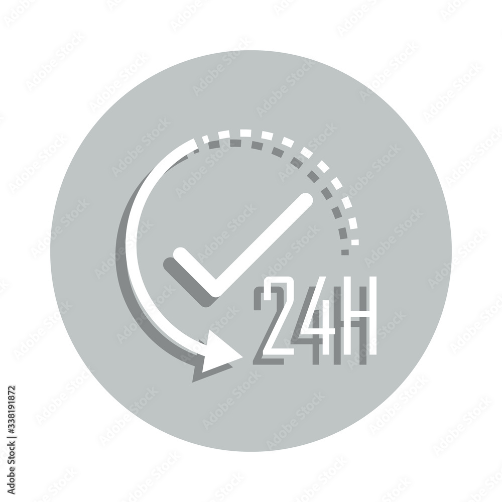 Poster 24 hours work badge icon. simple glyph, flat vector of web icons for ui and ux, website or mobile ap