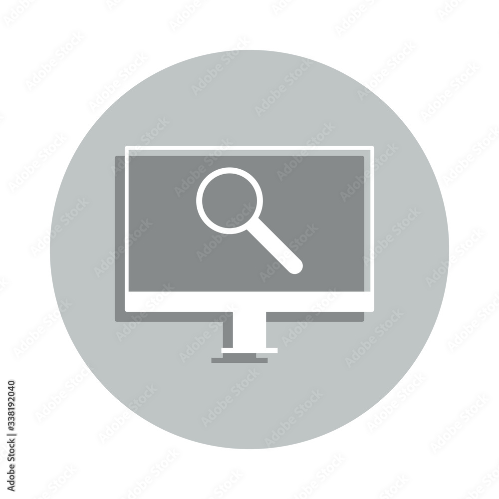 Poster computer search badge icon. simple glyph, flat vector of web icons for ui and ux, website or mobile 
