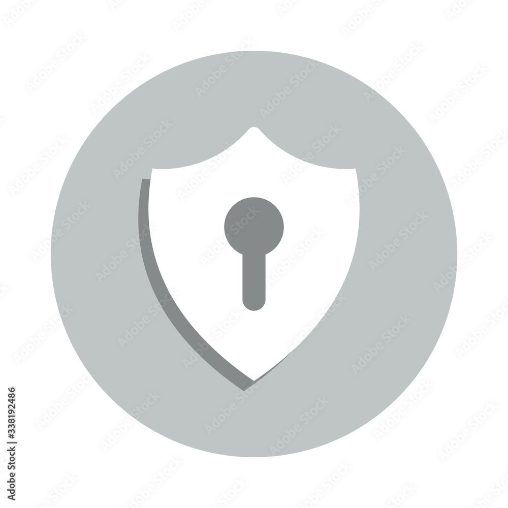 Poster shield and keyhole badge icon. simple glyph, flat vector of web icons for ui and ux, website or mobi
