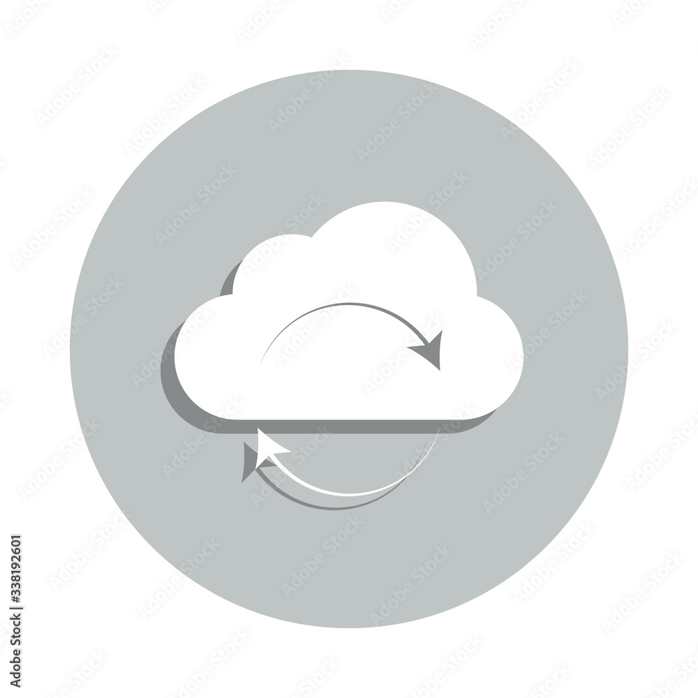 Poster cloud synchronization badge icon. simple glyph, flat vector of web icons for ui and ux, website or m