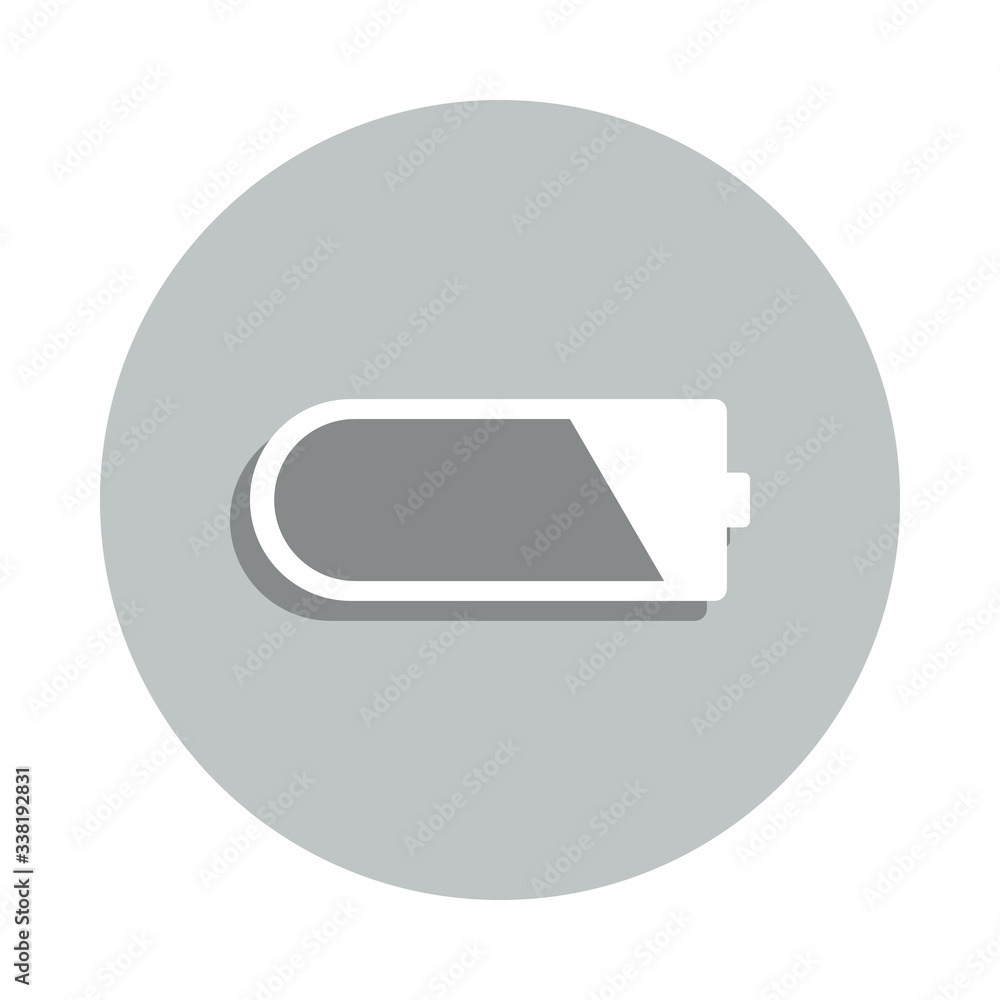 Poster charged battery badge icon. simple glyph, flat vector of web icons for ui and ux, website or mobile 