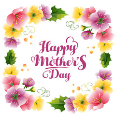 happy mother's day with cute flower decoration frame