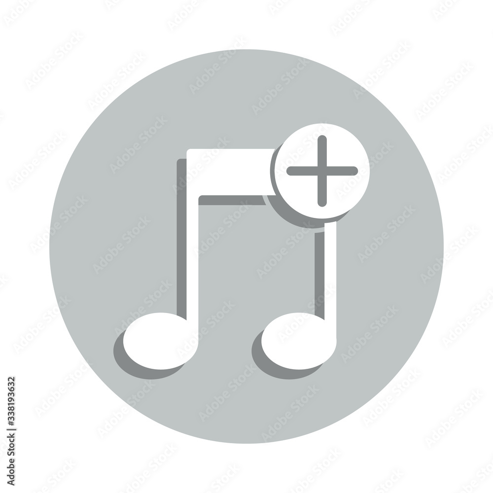 Poster music plus badge icon. simple glyph, flat vector of web icons for ui and ux, website or mobile appli