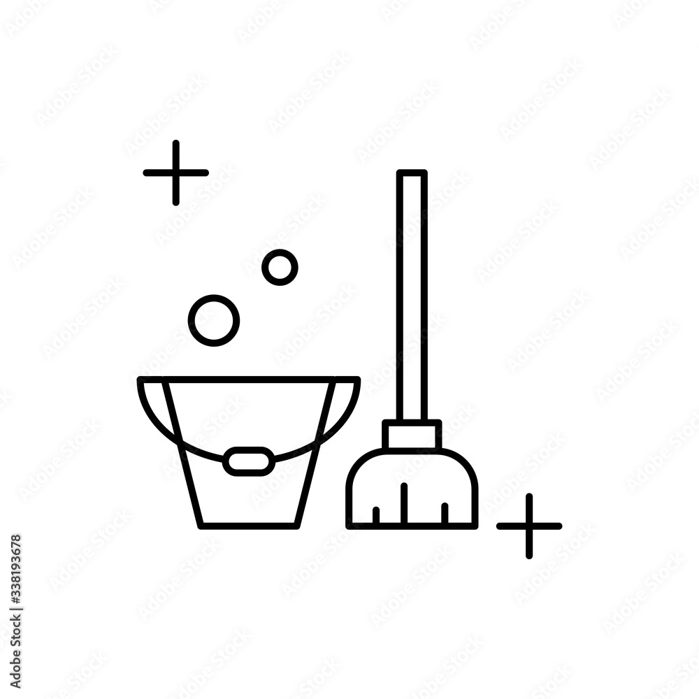 Poster mop icon. simple line, outline vector elements of housework for ui and ux, website or mobile applica